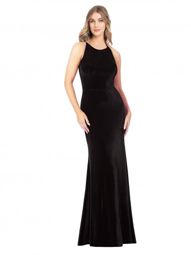 Sleeveless Black Criss Cross Back Sheath Spaghetti Straps Formal Evening Gown / Prom Dress / Bridesmaid Dress Lincoln