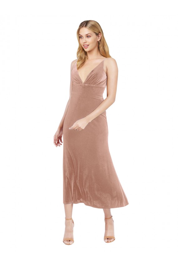 Sleeveless Pink V-Back A-Line V-Neck Prom Dress / Bridesmaid Dress Lincoln