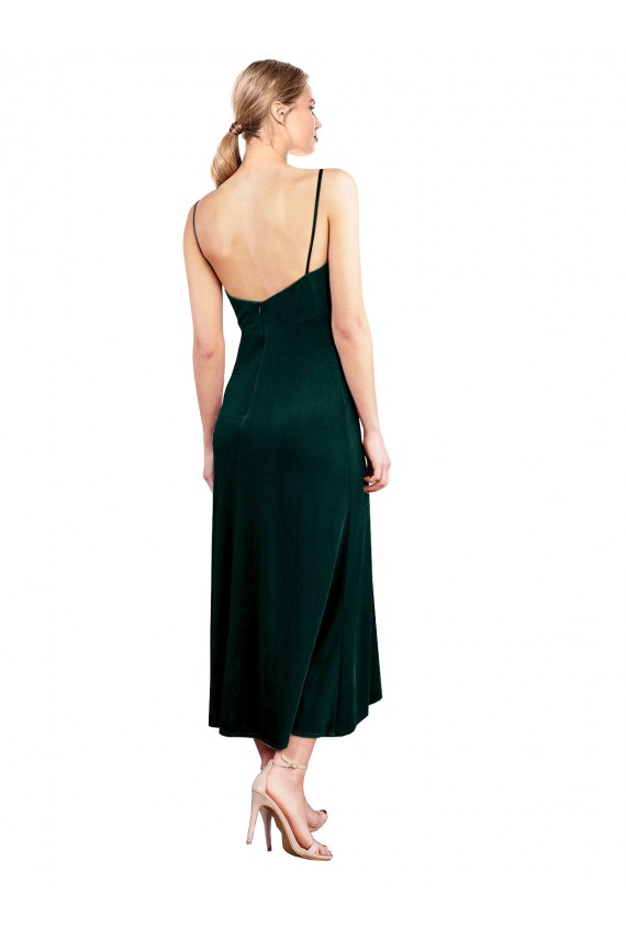 Sleeveless Dark Green Low Back A-Line Spaghetti Straps Prom Dress / Bridesmaid Dress Lincoln