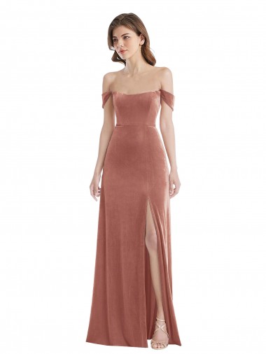 Sleeveless Cinnamon Rose A-Line Off the Shoulder Semi Formal Evening Dress / Prom Dress / Bridesmaid Dress Lincoln