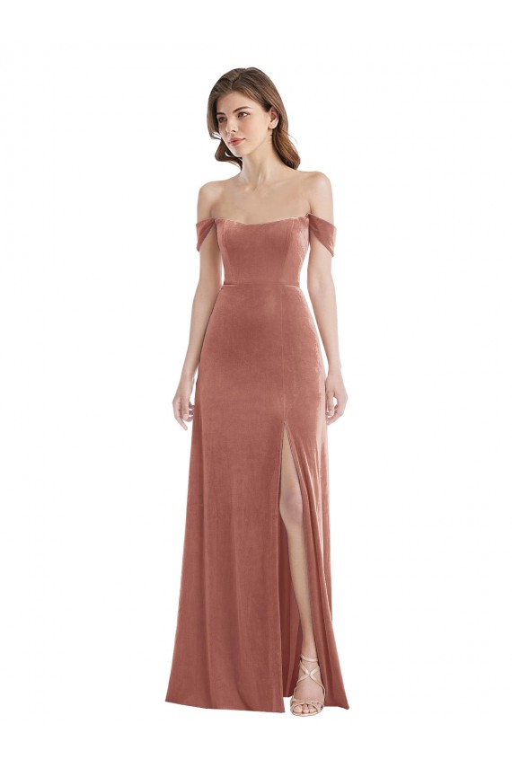 Sleeveless Cinnamon Rose A-Line Off the Shoulder Semi Formal Evening Dress / Prom Dress / Bridesmaid Dress Lincoln