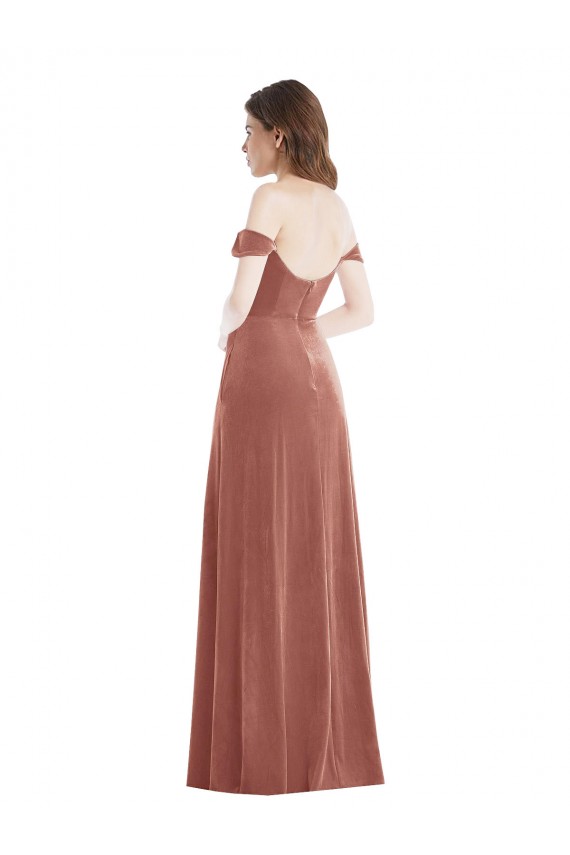 Sleeveless Cinnamon Rose A-Line Off the Shoulder Semi Formal Evening Dress / Prom Dress / Bridesmaid Dress Lincoln