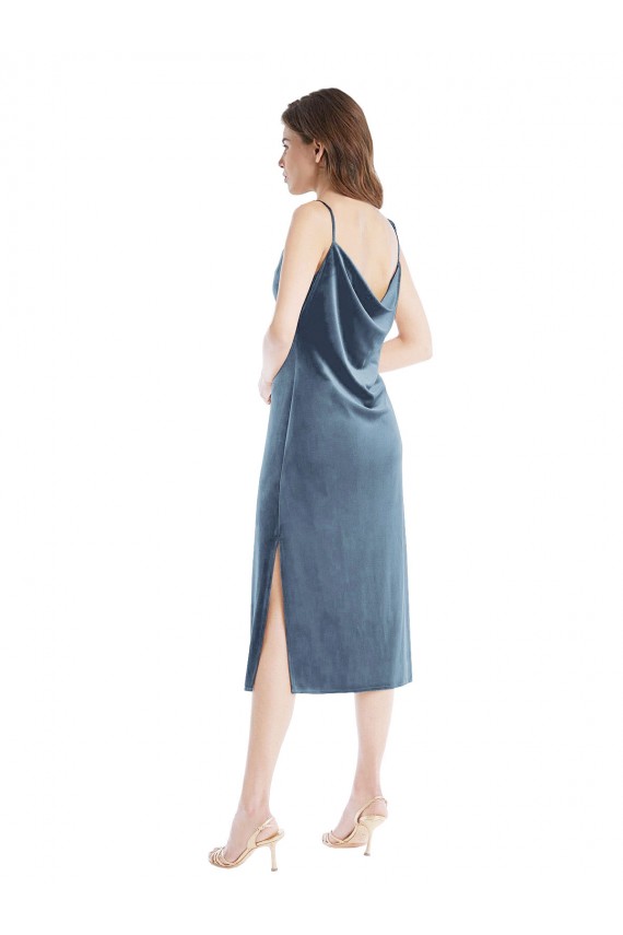 Sleeveless Dusty Blue Sheath One Shoulder Semi Formal Evening Dress / Prom Dress / Bridesmaid Dress Lincoln