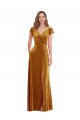 Cap Sleeves Gold Sheath V-Neck Formal Evening Gown / Prom Dress / Bridesmaid Dress Lincoln