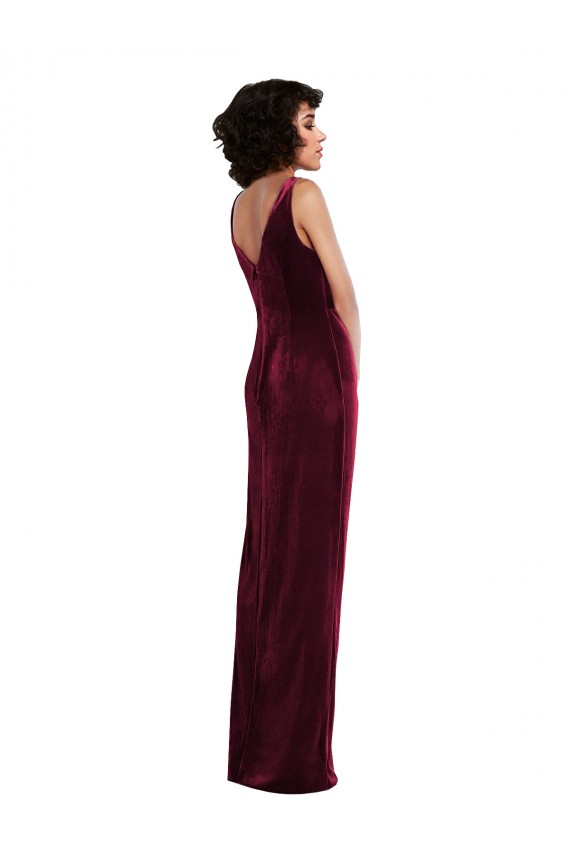 Sleeveless Burgundy Sheath V-Neck Semi Formal Evening Dress / Prom Dress / Bridesmaid Dress Lincoln