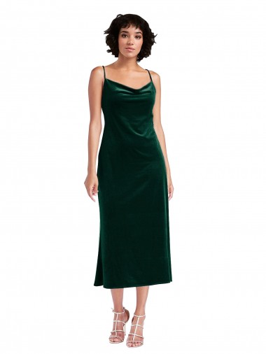Sleeveless Dark Green Criss Cross Open Back Sheath Cowl Neck Black Tie Evening Gown / Prom Dress / Bridesmaid Dress Lincoln