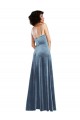 Sleeveless Dusty Blue Criss Cross Open Back Sheath Cowl Neck Semi Formal Evening Dress / Prom Dress / Bridesmaid Dress Lincoln