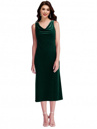 Sleeveless Dark Green V-Back Sheath Cowl Neck Evening Gown / Prom Dress / Bridesmaid Dress Lincoln