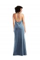 Sleeveless Dusty Blue V-Back Sheath Cowl Neck Bridesmaid Dress / Evening Dress Lincoln