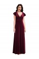 Flutter Sleeves Burgundy A-Line V-Neck Semi Formal Evening Dress / Prom Dress / Bridesmaid Dress Lincoln
