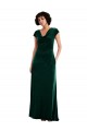 Cap Sleeves Dark Green A-Line Cowl Neck Black Tie Evening Gown / Prom Dress / Bridesmaid Dress Lincoln