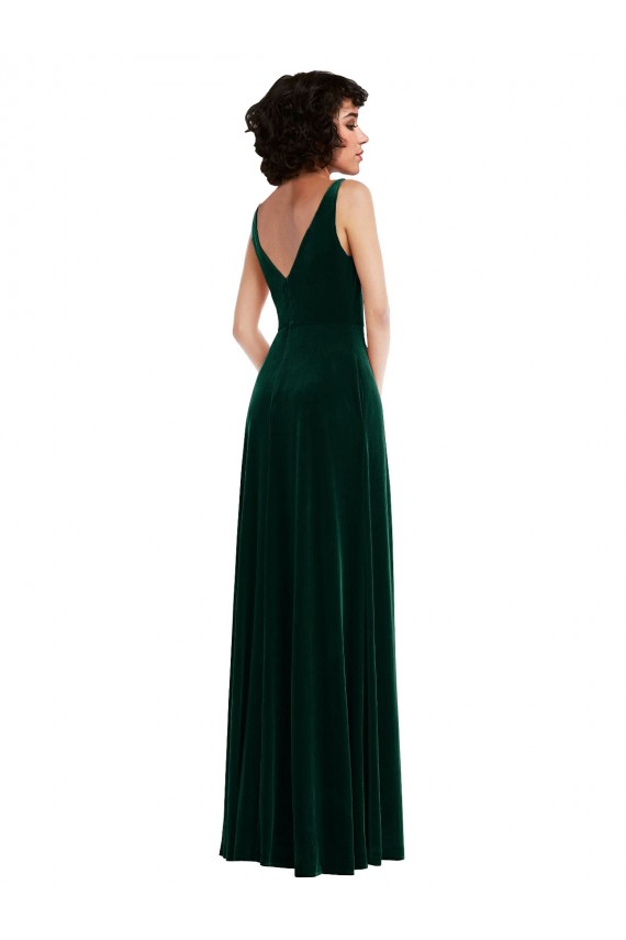 Sleeveless Dark Green V-Back A-Line V-Neck Bridesmaid Dress / Evening Dress Lincoln