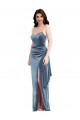 Sleeveless Dusty Blue Low Back Trumpet Spaghetti Straps Formal Evening Gown / Prom Dress / Bridesmaid Dress Lincoln