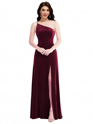 Sleeveless Burgundy Trumpet One Shoulder Black Tie Evening Dress / Prom Dress / Bridesmaid Dress Lincoln