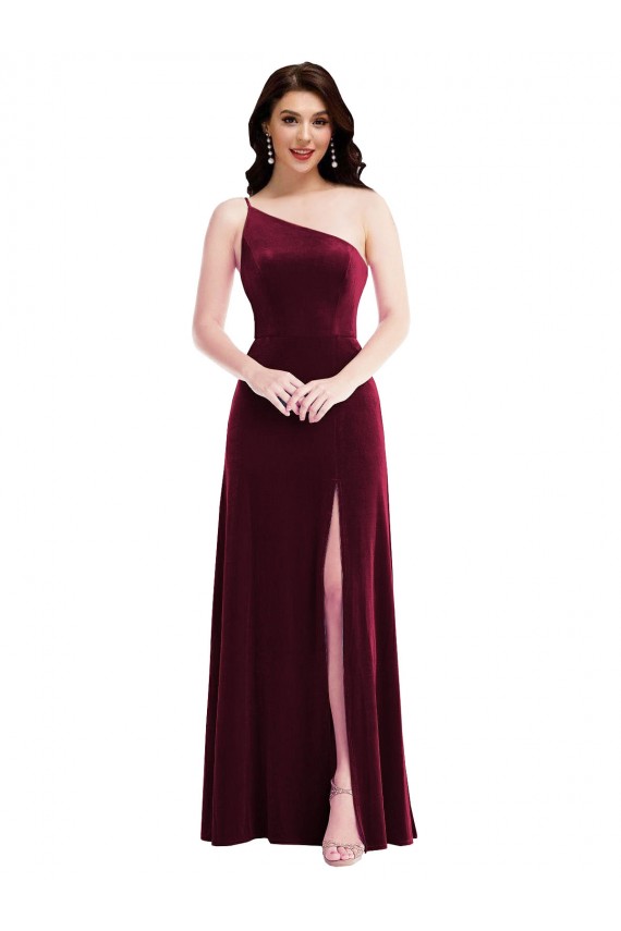 Sleeveless Burgundy Trumpet One Shoulder Black Tie Evening Dress / Prom Dress / Bridesmaid Dress Lincoln
