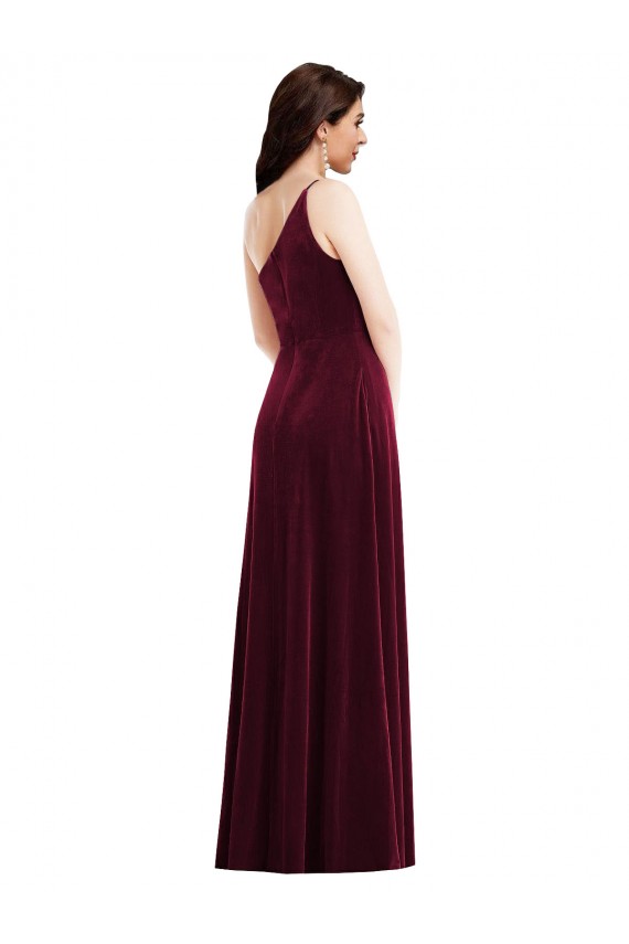 Sleeveless Burgundy Trumpet One Shoulder Black Tie Evening Dress / Prom Dress / Bridesmaid Dress Lincoln