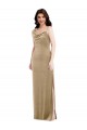 Sleeveless Champagne Sheath One Shoulder Black Tie Evening Gown / Prom Dress / Bridesmaid Dress Lincoln