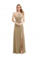 Sleeveless Champagne Open Back A-Line Halter Neck Semi Formal Evening Dress / Prom Dress / Bridesmaid Dress Lincoln
