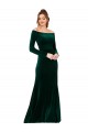 Long Sleeves Dark Green Sheath Off the Shoulder Formal Evening Gown / Prom Dress / Bridesmaid Dress Lincoln