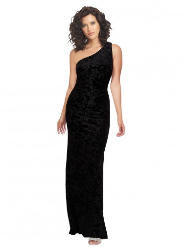 Sleeveless Black Sheath One Shoulder Bridesmaid Dresses Lincoln