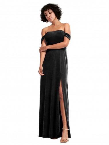 Sleeveless Black A-Line Off the Shoulder Formal Evening Gown / Prom Dress / Bridesmaid Dress Lincoln
