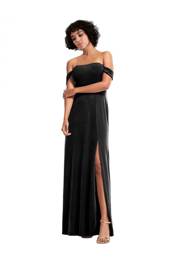Sleeveless Black A-Line Off the Shoulder Formal Evening Gown / Prom Dress / Bridesmaid Dress Lincoln