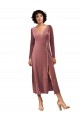Long Sleeves Cinnamon Rose A-Line V-Neck Black Tie Prom Dress / Bridesmaid Dress Lincoln