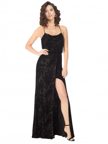Sleeveless Black Criss Cross Back A-Line Spaghetti Straps Bridesmaid Dress Lincoln