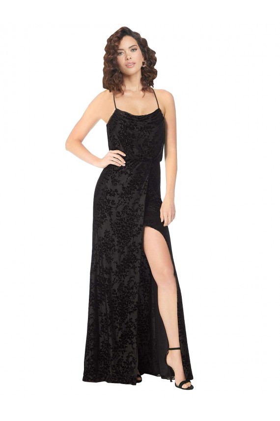 Sleeveless Black Criss Cross Back A-Line Spaghetti Straps Bridesmaid Dress Lincoln
