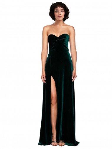 Sleeveless Dark Green Low Back A-Line Sweetheart Semi Formal Evening Dress / Prom Dress / Bridesmaid Dress Lincoln
