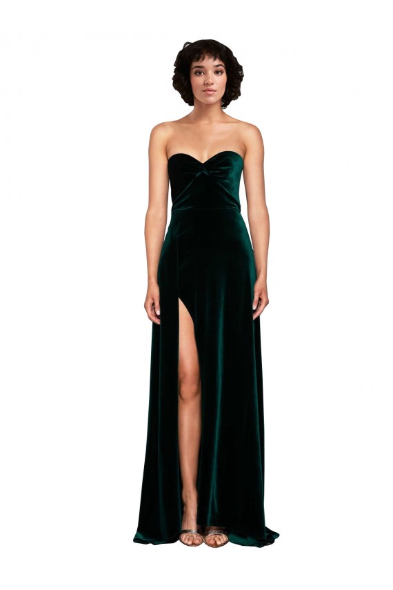 Sleeveless Dark Green Low Back A-Line Sweetheart Semi Formal Evening Dress / Prom Dress / Bridesmaid Dress Lincoln