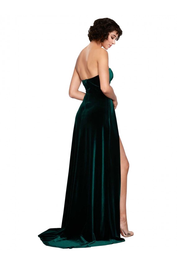 Sleeveless Dark Green Low Back A-Line Sweetheart Semi Formal Evening Dress / Prom Dress / Bridesmaid Dress Lincoln